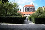 Franciscan garden in Prague with Our Lady of the Snows Church