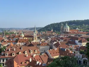 View from south gardens at castle over mala strana