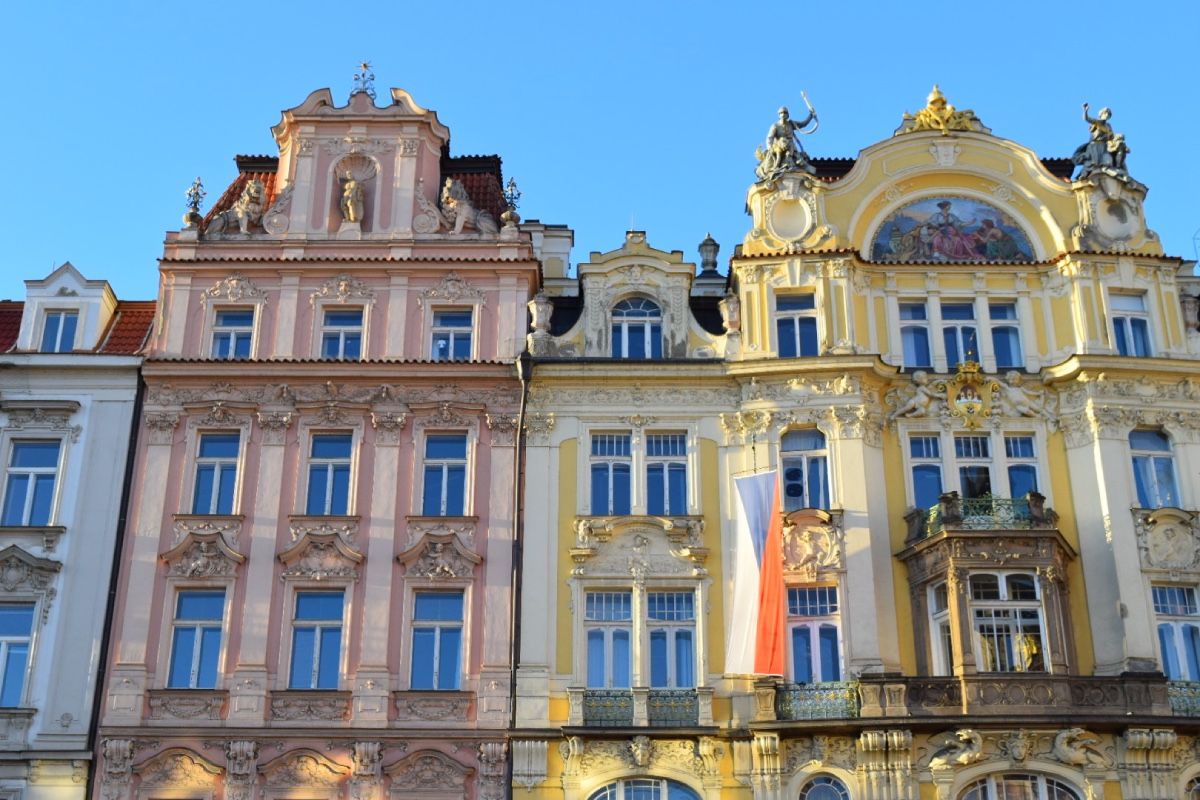 Old town prague pastel buildings