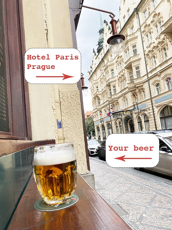 Beer window at Republic Square Prague