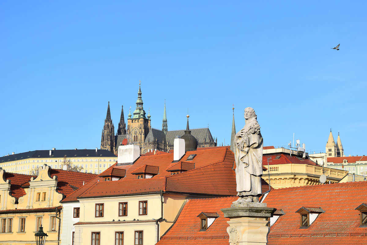 View to vitus from cb statue in foreground and bird to right