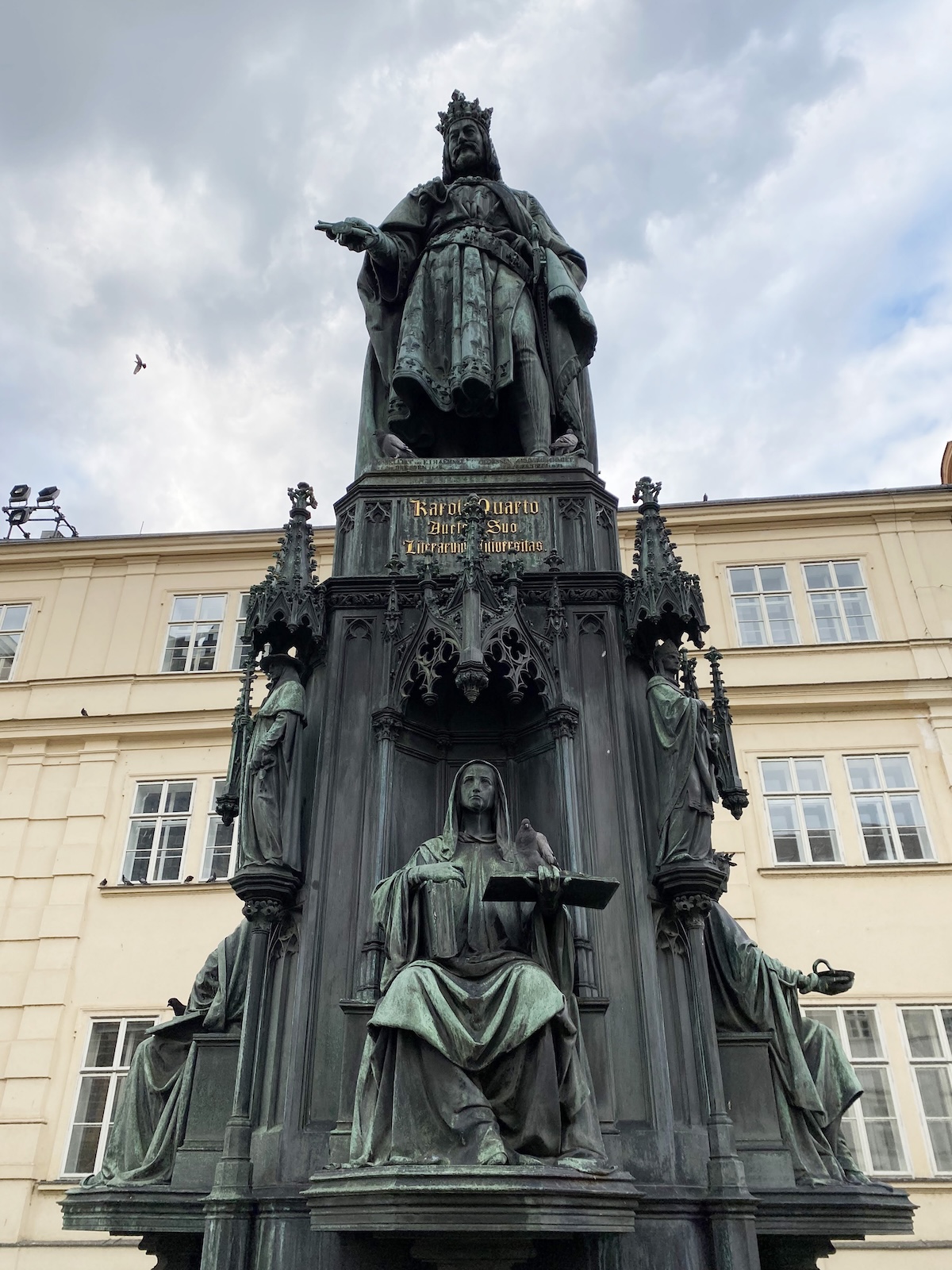 Looking up at Charles IV statue in Prague