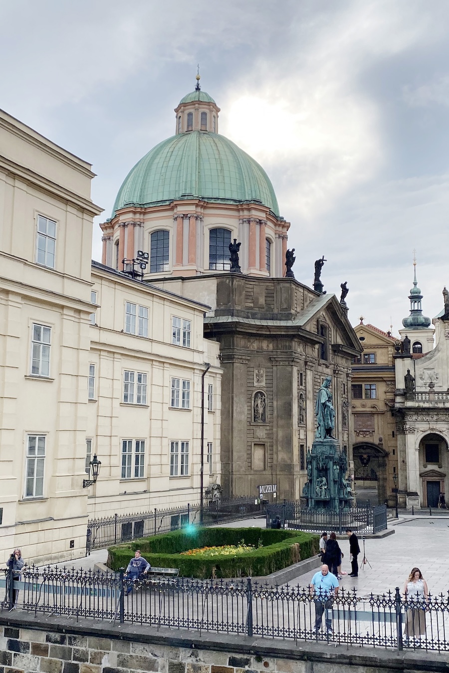 Křižovnické náměstí old town prague with Charles IV statue