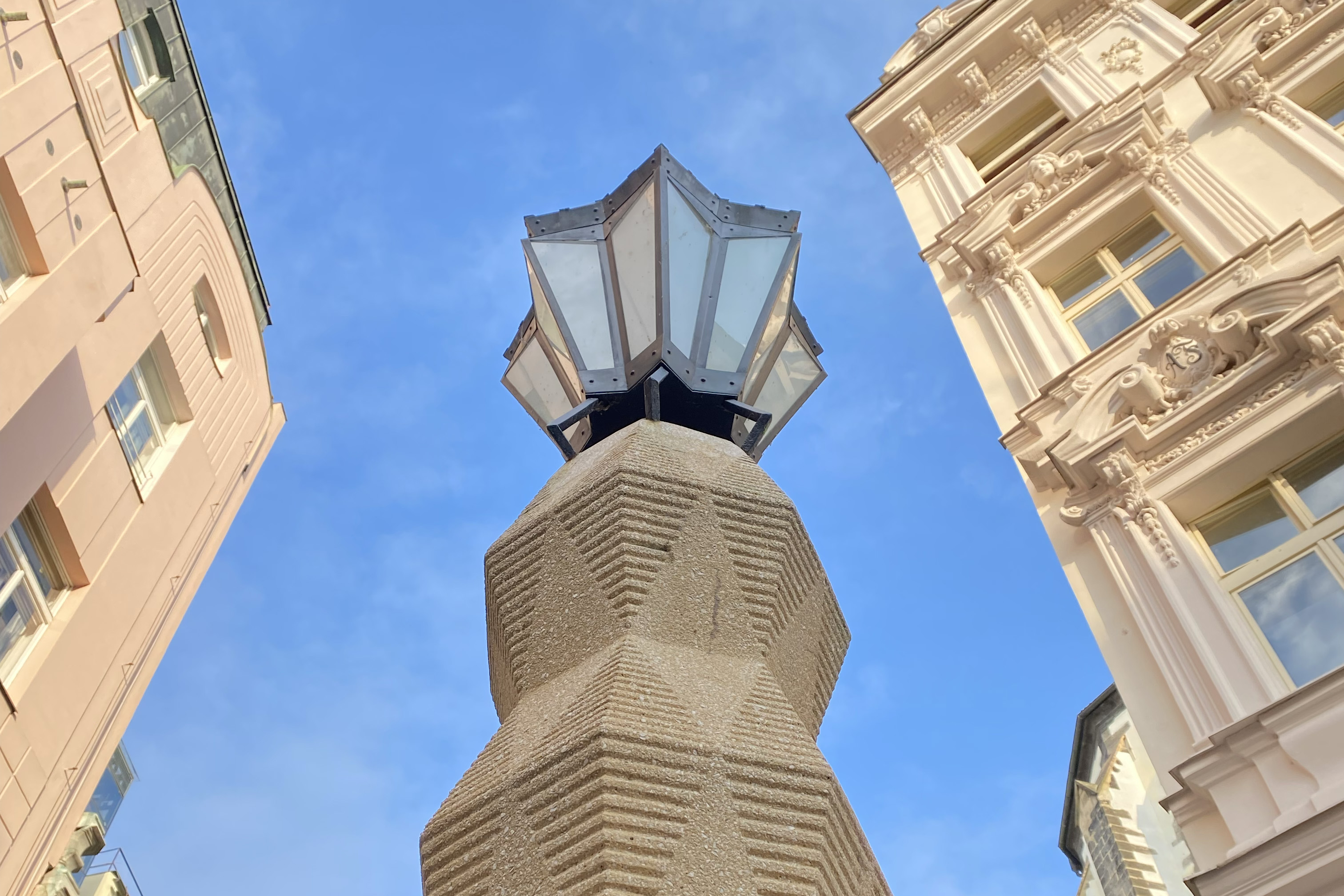 Detail of Cubist lamppost in Prague