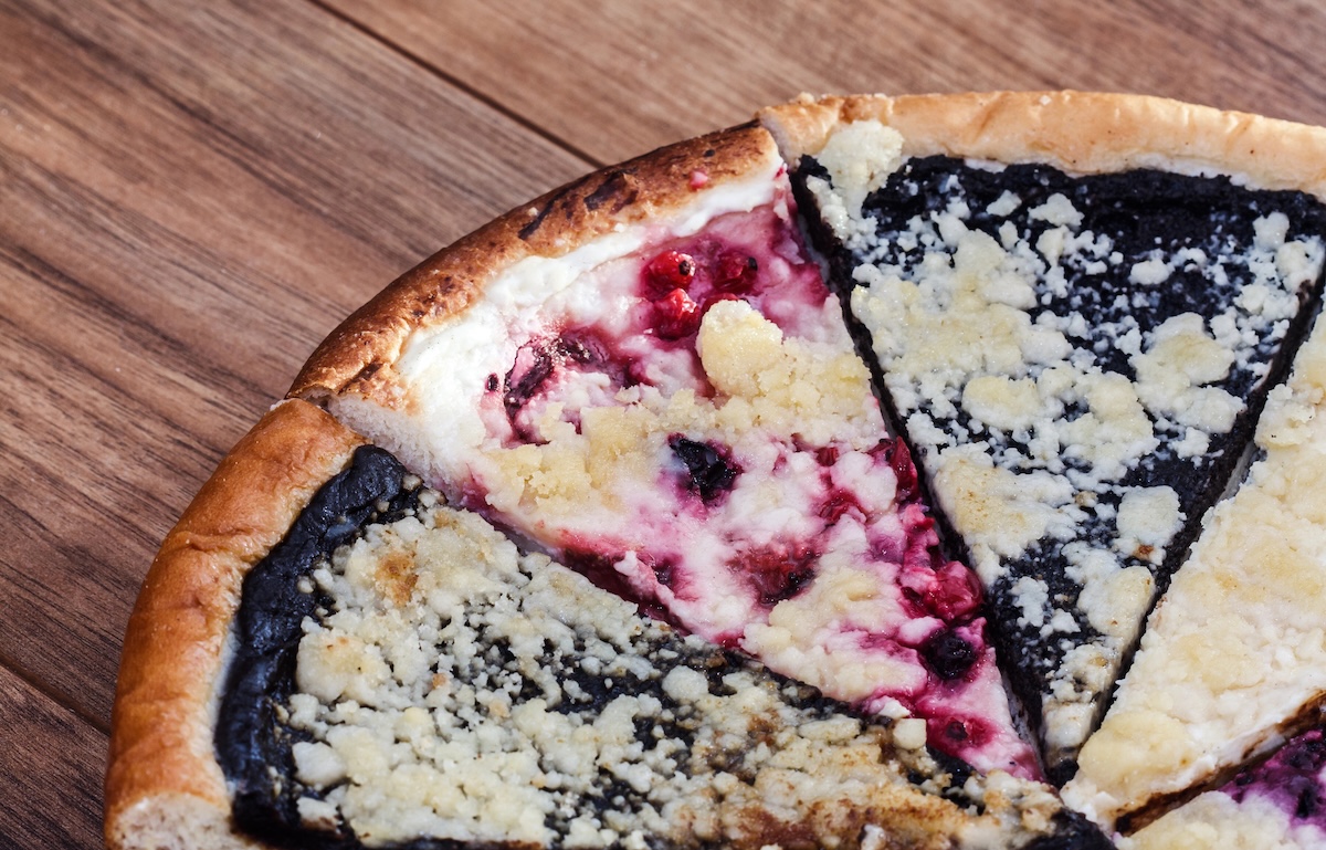 Traditional Czech cake with fruit topping Traditional Czech cake with fruit topping