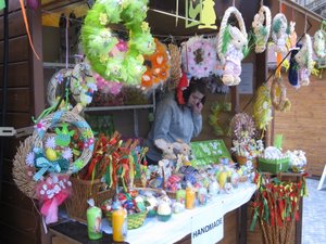 Easter market stand in Prague