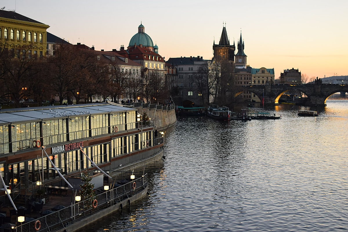 Prague view of Old Town with Marina restaurant