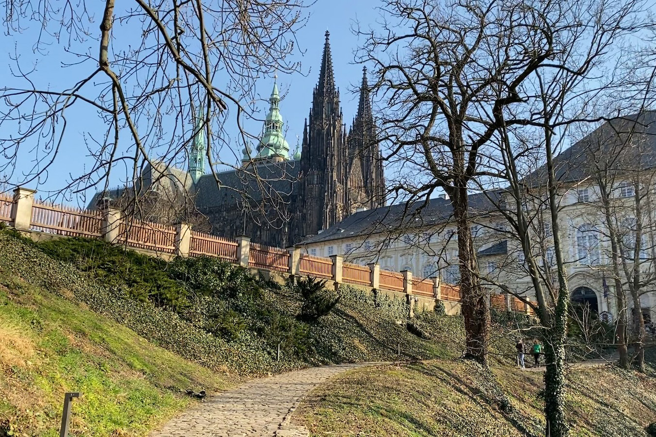 Prague Castle Stag Moat walking up Prague Castle Stag Moat walking up