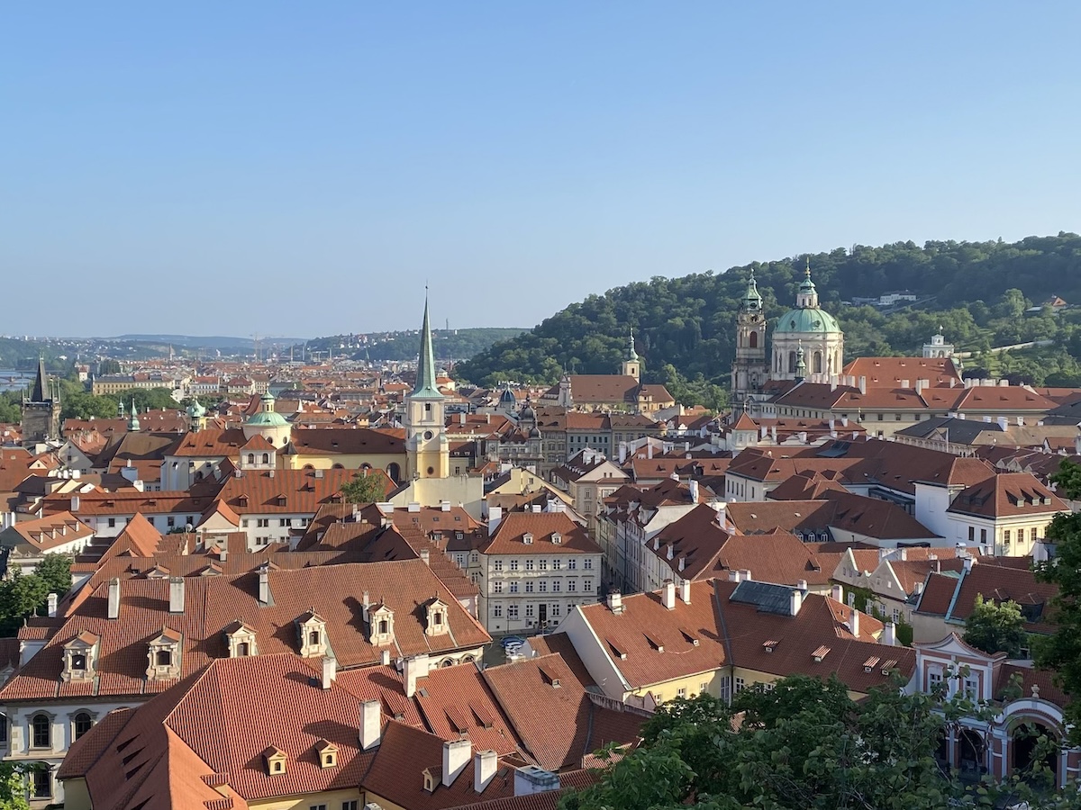 View from south gardens at castle over mala strana