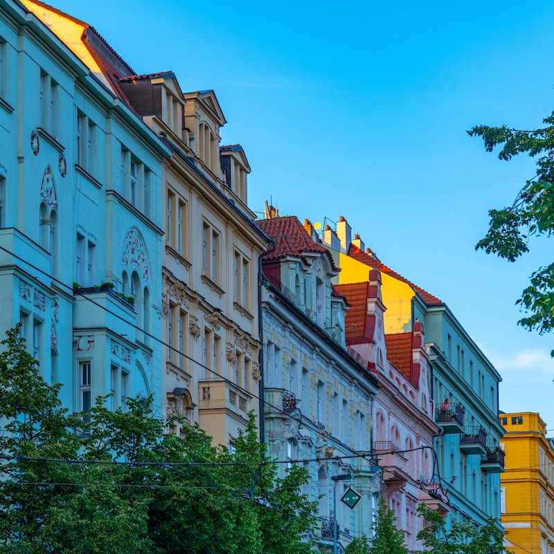 Residential buildings in Prague's Vinohrady district Residential buildings in Prague's Vinohrady district