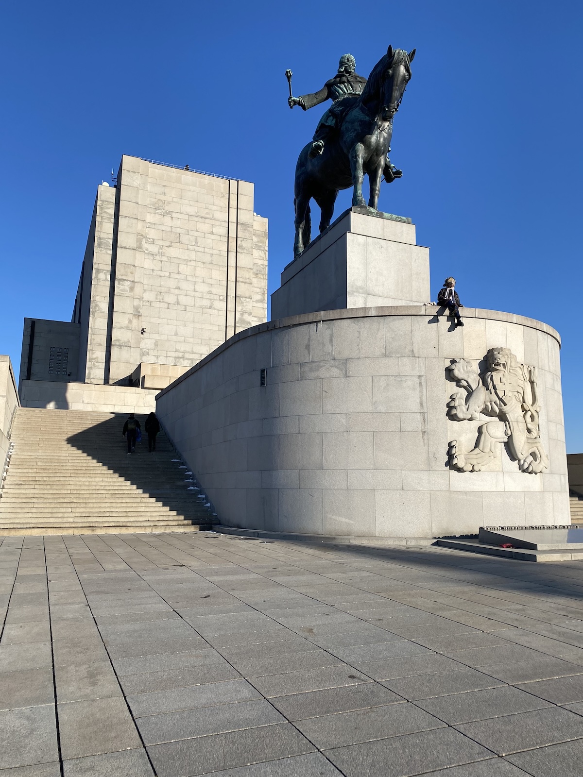 Jan Zizka statue outside Vitkov Memorial in Prague