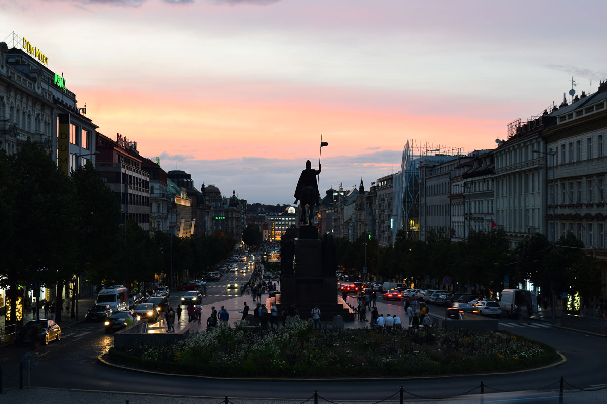 Wenceslas square at sunset 1200