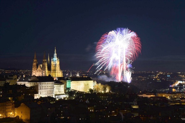 New year fireworks in Prague
