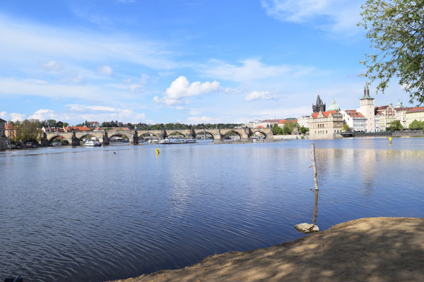 One of the best views in Prague from the beach area on Shooter's Island.